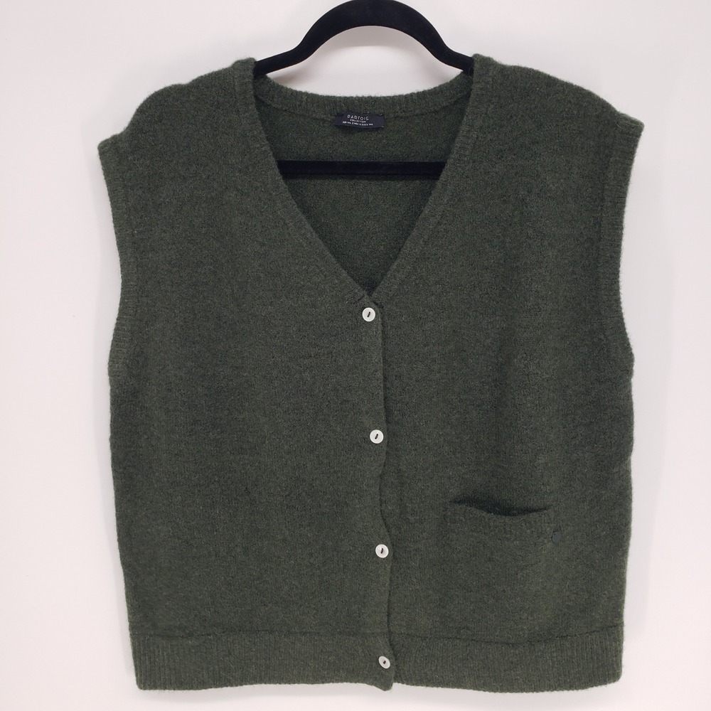 Parfois Button Front Sweater Vest Womens Size M / LGreen V-Neck Knit Sleeveless